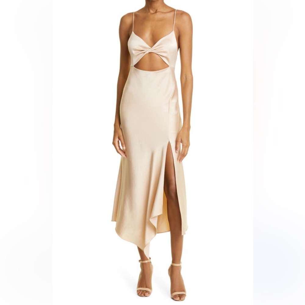 ALICE + OLIVIA Harmony Twist Asymmetric Midi Dress 2
